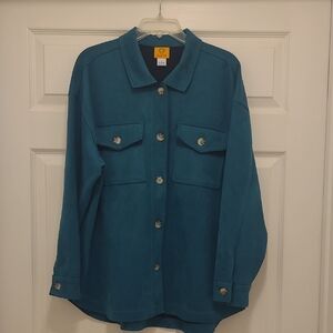 Ruby Rd. Teal Faux Suede Utility Jacket. Size L